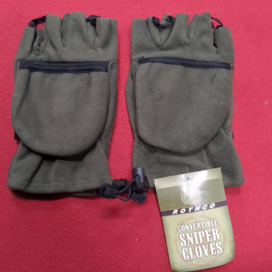 NOS ROTHCO CONVERTIBLE SNIPER GLOVES/MITTENS, OD/Black WINDSTOPPER FLEECE, XL (43CR- cb4-NOV201)