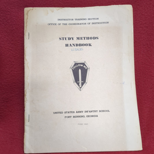 BOOK INSTRUCTOR TRAINING SECTION OFFICE OF THE COORDINATOR OF INSTRUCTION: STUDY METHODS HANDBOOK JUNE 1965 (BOX24)