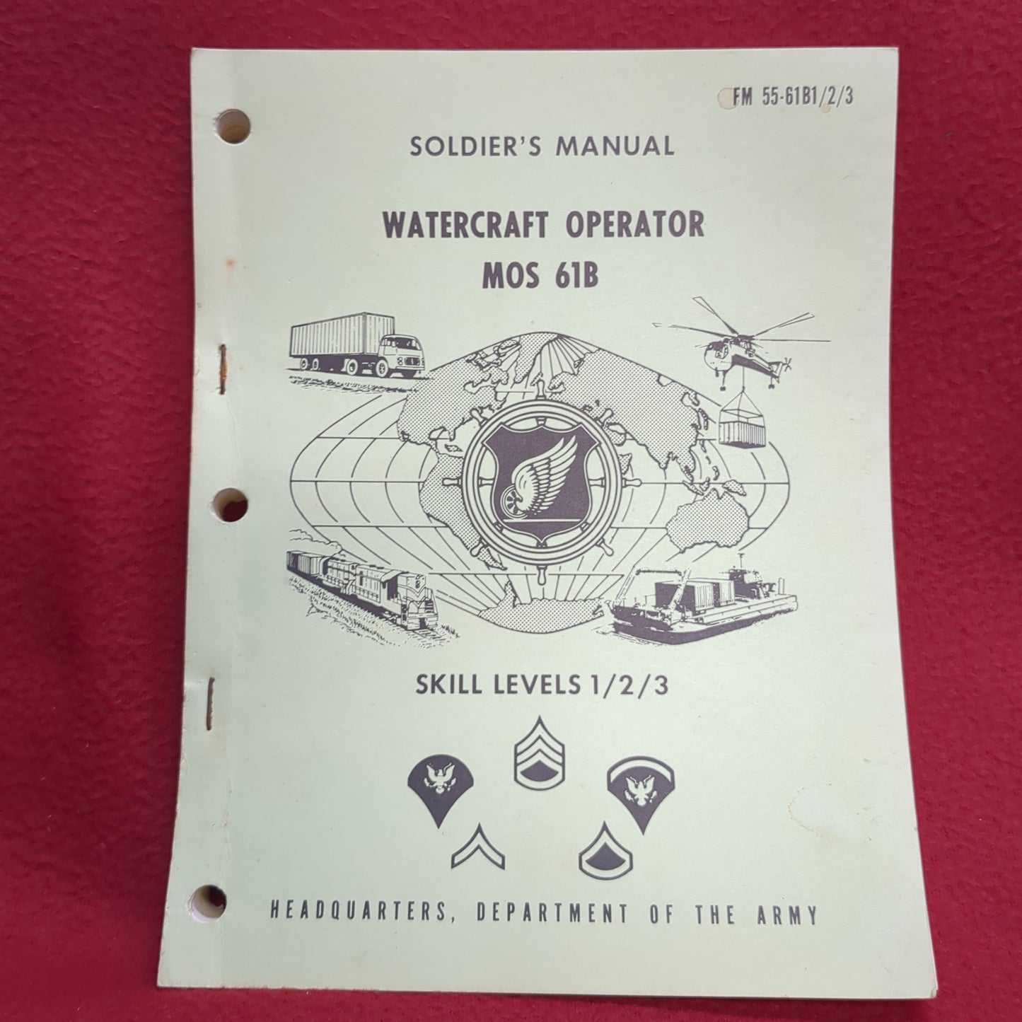 BOOK  15 JULY 1977 SOLDIER'S MANUAL WATERCRAFT OPERATOR MOS 61B SKILL LEVELS 1/2/3 HEADQUARTERS, DEPARTMENT OF THE ARMY   (BOX24)