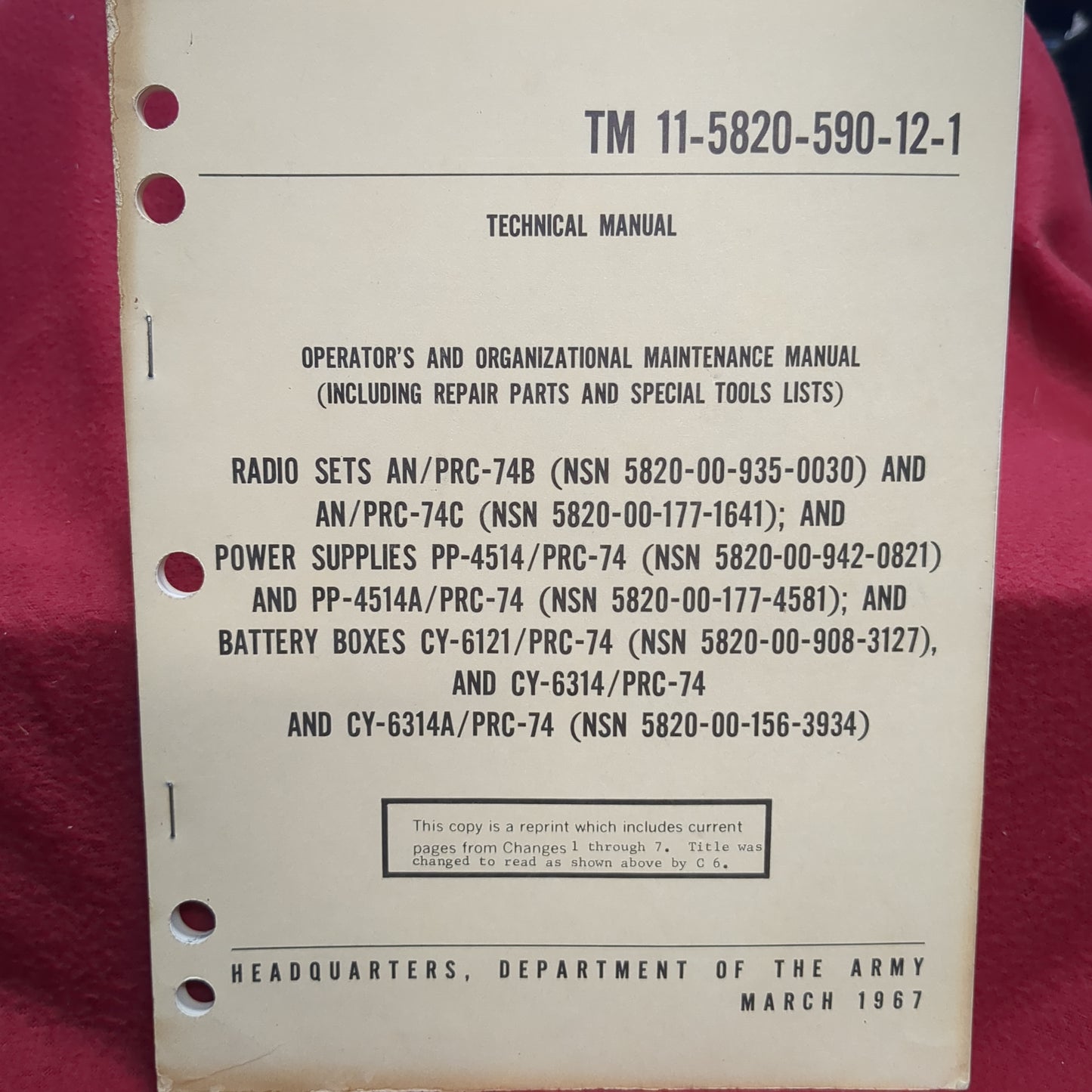 BOOK - TECHNICAL MANUAL OPERATOR'S AND ORGANIZATIONAL MAINTENANCE MANUAL (INCLUDING REPAIR PARTS AND SPECIAL TOOL LISTS) (SPECIFIC EQUIPMENT LISTED BELOW) (BOX25)