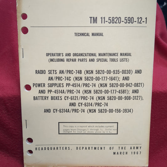 BOOK - TECHNICAL MANUAL OPERATOR'S AND ORGANIZATIONAL MAINTENANCE MANUAL (INCLUDING REPAIR PARTS AND SPECIAL TOOL LISTS) (SPECIFIC EQUIPMENT LISTED BELOW) (BOX25)