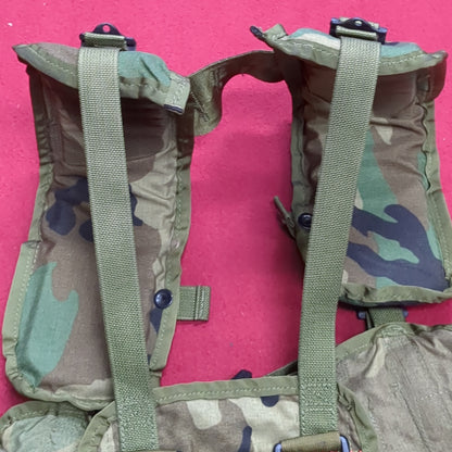 US Army Military Woodland Camouflage Enhanced Tactical Fighting Load Carrier  FLC W/ Pouches 0321 Excellent Condition (lbv-NOV286)