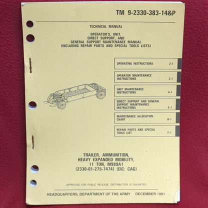 BOOK - TECHNICAL MANUAL: OPERATOR'S UNIT, DIRECT SUPPORT, AND GENERAL SUPPORT MAINTENANCE MANUAL (INCLUDING REPAIR PARTS AND SPECIAL TOOLS LISTS) (SPECIFIC EQUIPMENT IS LISTED BELOW) DECEMBER 1991 (BOX27)