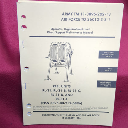 BOOK - OPERATOR, ORGANIZATIONAL, AND DIRECT SUPPORT MAINTENANCE MANUAL (SPECIFIC EQUIPMENT IS LISTED BELOW) 15 JANUARY 1986   (BOX27)