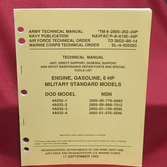 BOOK -TECHNICAL MANUAL: UNIT, DIRECT SUPPORT, GENERAL SUPPORT AND DEPOT MAINTENANCE REPAIR PARTS AND SPECIAL TOOLS LIST (SPECIFIC EQUIPMENT LISTED BELOW) 17 SEPTEMBER 1992(BOX27)