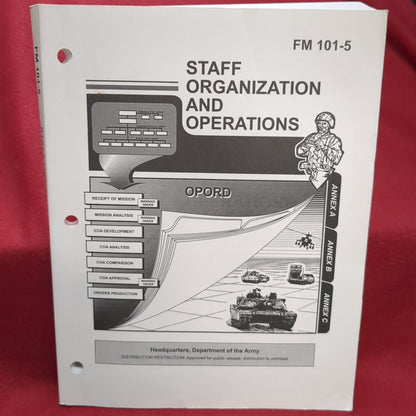 BOOK -  HEADQUARTERS, DEPARTMENT OF THE ARMY FIELD MANUAL 101-5: STAFF ORGANIZATION AND OPERATIONS: OPORD: 31 MAY 1997   (BOX30)