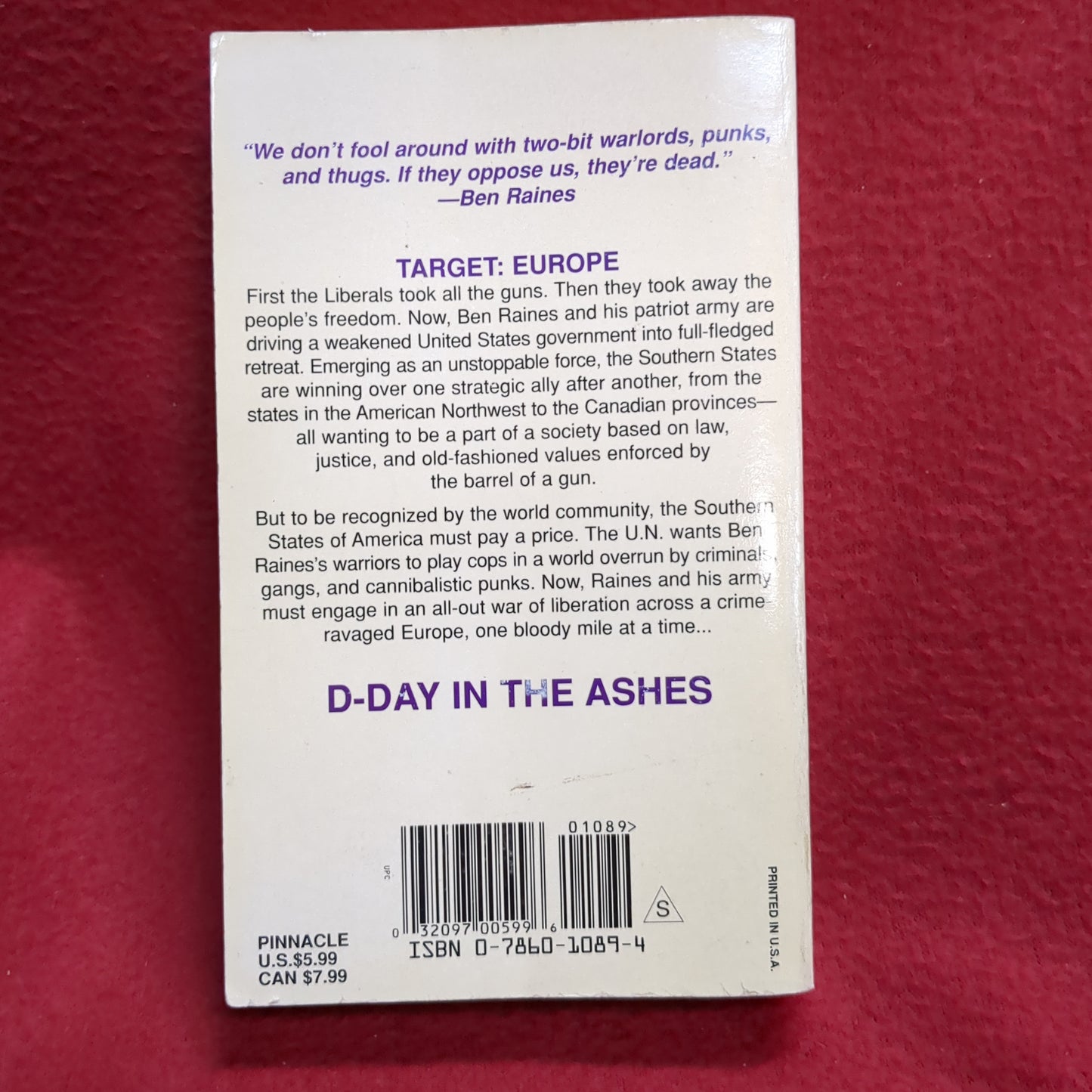 BOOK -D-DAY IN THE ASHES: WRITTEN BY WILLIAM W. JOHNSTONE: 1994  (BOX35)