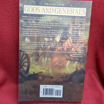 BOOK -  GODS AND GENERALS: A NOVEL OF THE CIVIL WAR: THE HEARTBREAKING SAGA THE YEARS PRECEDING "THE KILLER ANGELS" BY JEFF SHAARA: 1996 (BOX35)