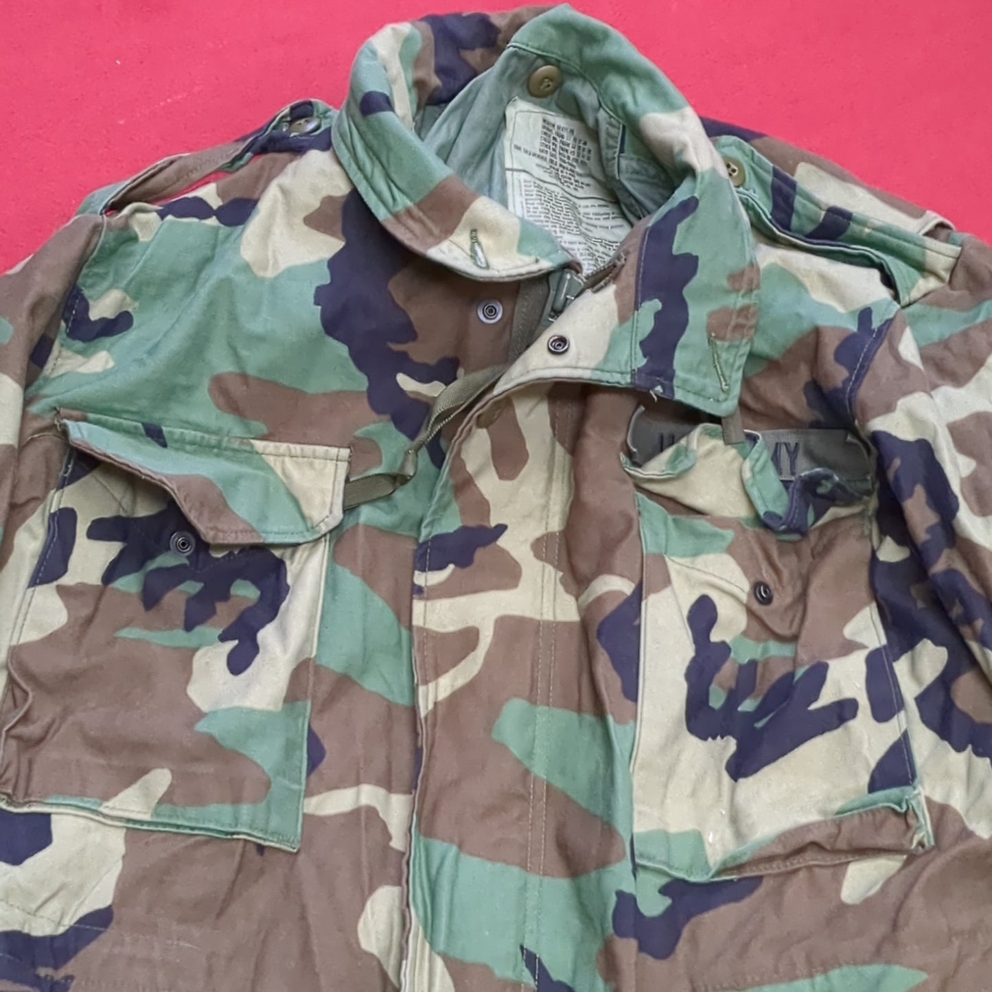 US Army Medium/Regular BDU Woodland Man's Cold Weather Field Jacket Excellent Condition (bsu2-DEC135)