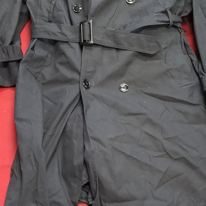 US Army 44 Regular All-Weather Black Trench Over Coat Good Condition (jn-DEC136)