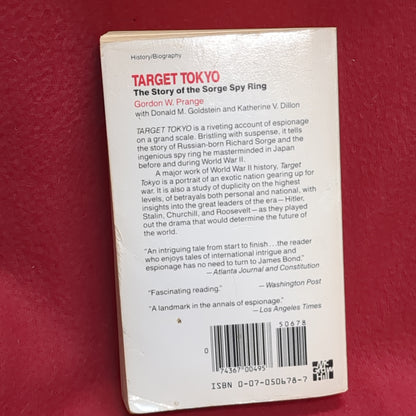 BOOK  - TARGET TOKYO: THE STORY OF THE SORGE SPY RING: BY GORDON W. PRANGE WITH DONALD M. GOLDSTEIN AND KATHERINE V. DILLON 1984  (BOX36)