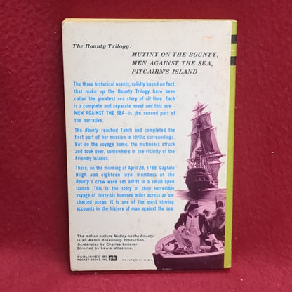 BOOK - MEN AGAINST THE SEA: WRITTEN BY CHARLES NORDHOFF AND JAMES NORMAN HALL: AUGUST 1962(BOX36)