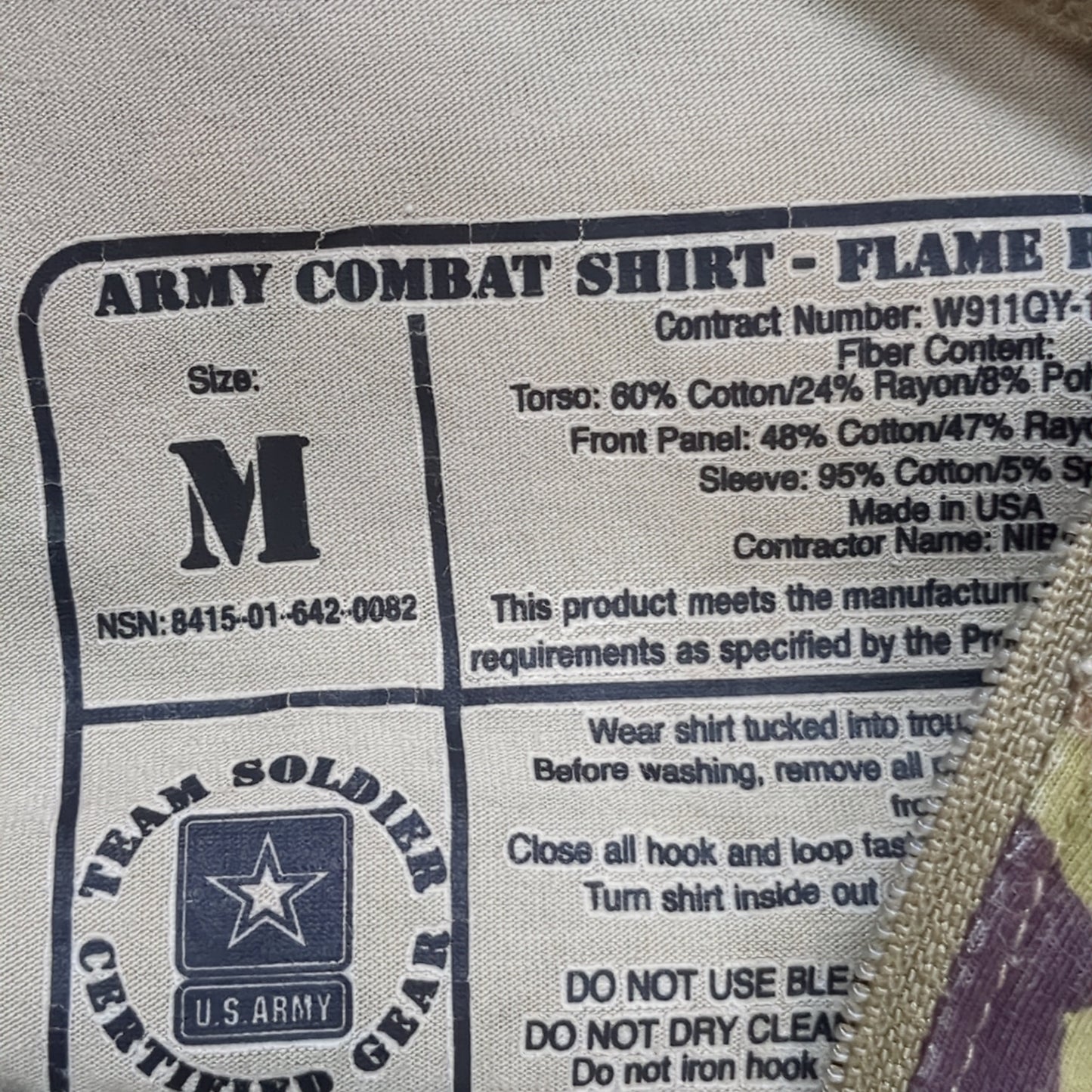 NOS US Army Medium 1/4 Quarter Zip Type 2 Combat OCP Multicam FRAC Top Shirt Good Condition (fa06-MAR95)