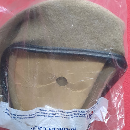 NOS DSCP Military 7 3/8 Tan Wool Beret Uniform Army (fb03-DEC200)