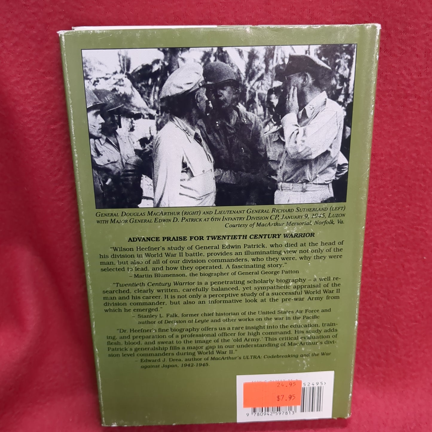 BOOK  -  TWENTIETH CENTURY WARRIOR: THE LIFE & SERVICE OF MAJOR GENERAL EDWIN D. PATRICK    (BOX41)