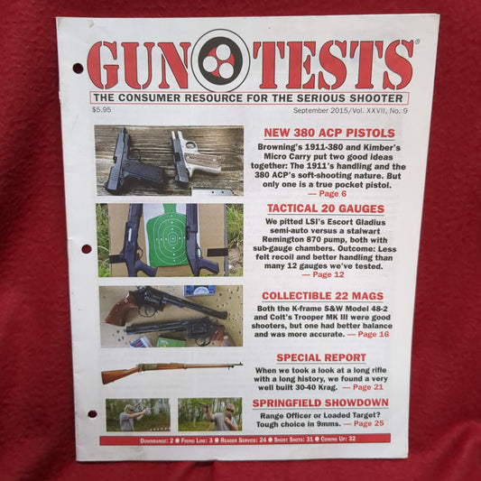 BOOK  SEPT 2015/VOL. 27, NO. 9 GUN TESTS/ CONSUMER RESOURCE FOR  SERIOUS SHOOTER  (BOX42)