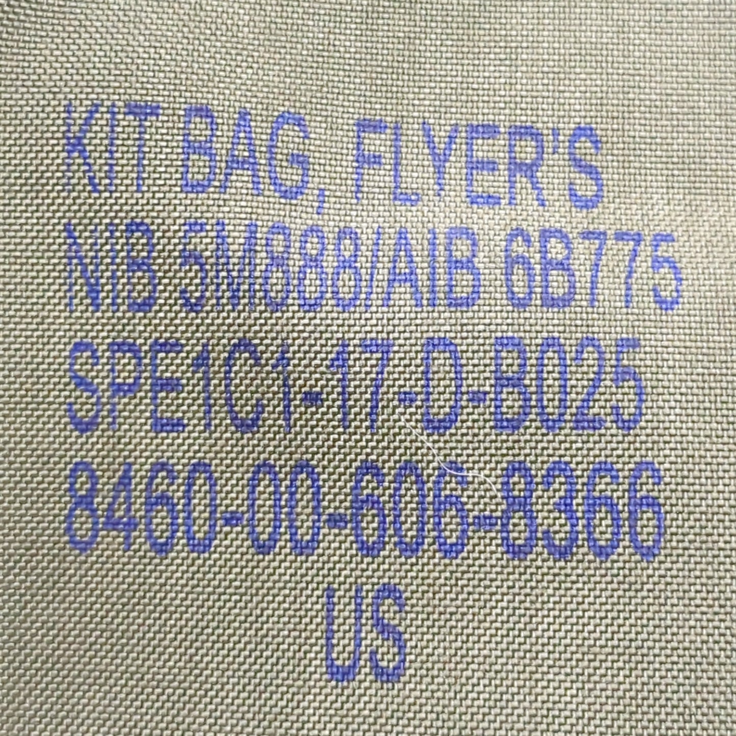 NOS US Army Kit, Bag Flyers Parachute OD NSN: 8366 (bag2-JAN75)