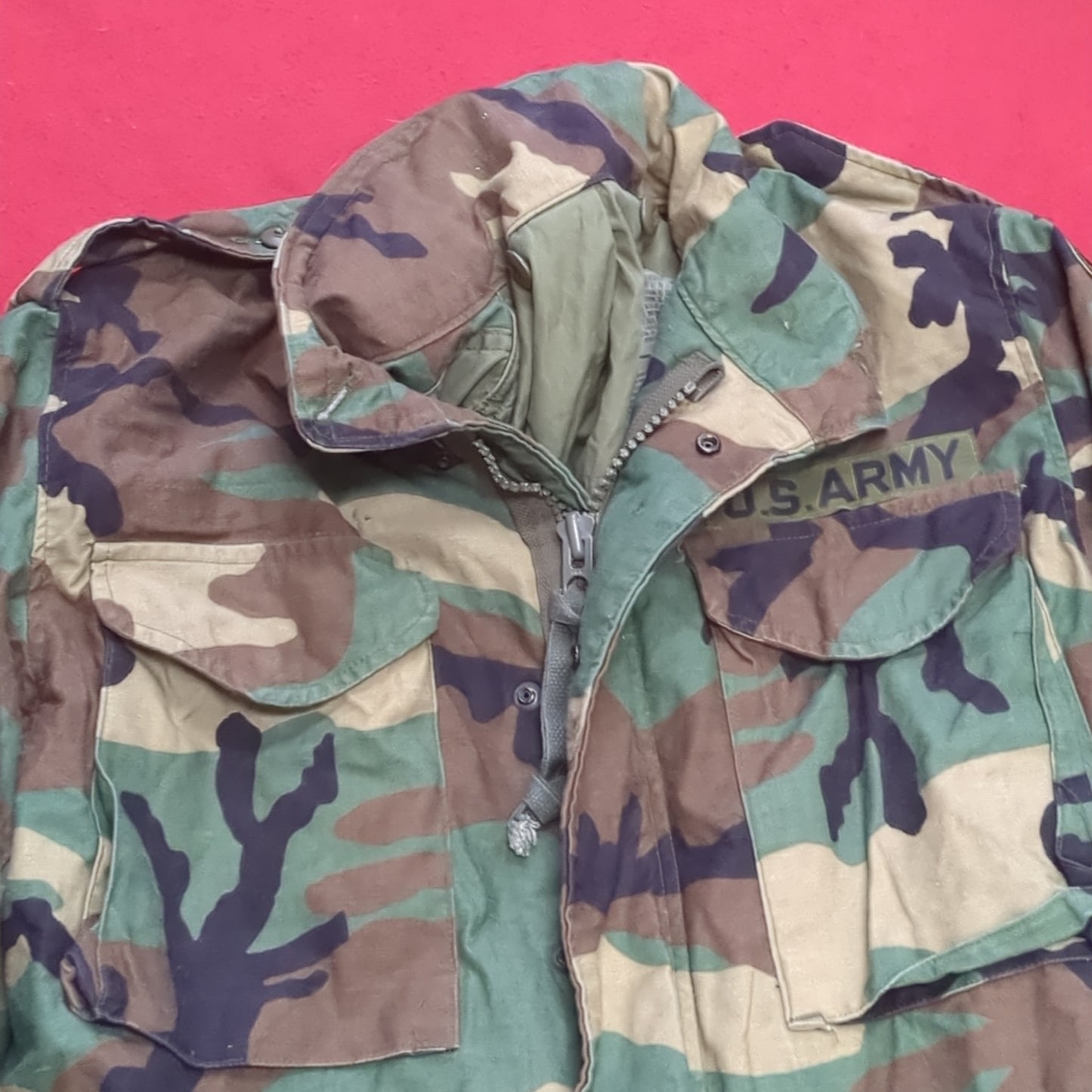 VINTAGE Small Regular BDU Woodland Cold Weather Field Jacket Used  (bdu2-JAN103)