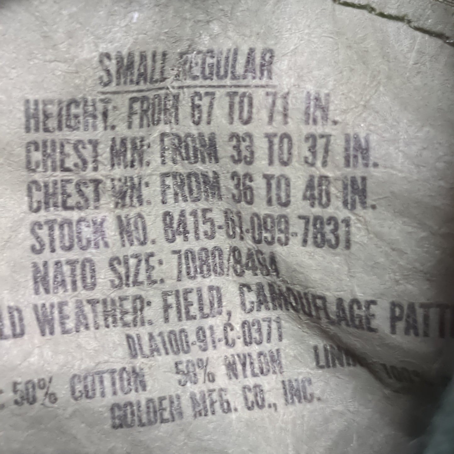 VINTAGE Small Regular BDU Woodland Cold Weather Field Jacket Used  (bdu2-JAN103)