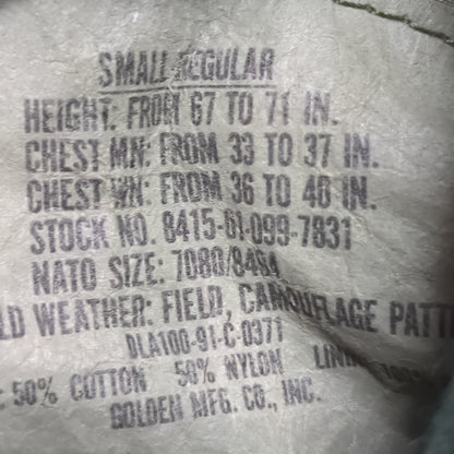 VINTAGE Small Regular BDU Woodland Cold Weather Field Jacket Used  (bdu2-JAN103)