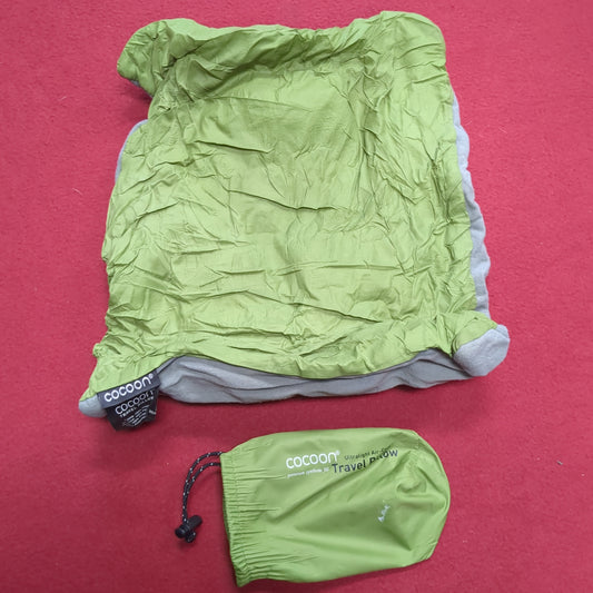 COCOON AIRCORE PILLOW Travel Camping Hike 14x11x3 Green ULTRALIGHT Packable Used (aa02-JAN105)