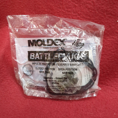 NOS MOLDEX Medium Green Tip BATTLEPLUGS EAR PLUGS (19a-FEB115)