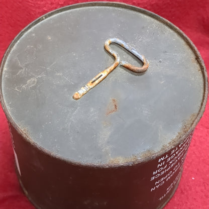 Vintage US Gas Mask C2A1 Filter 4240-01-361-1319 sealed in metal container with key (cbrn4-FEB117)