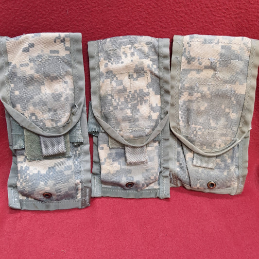 LOT of 3 - US Army Double 2 Magazine Molle Pouch ACU UCP Used (34cr-FEB120)