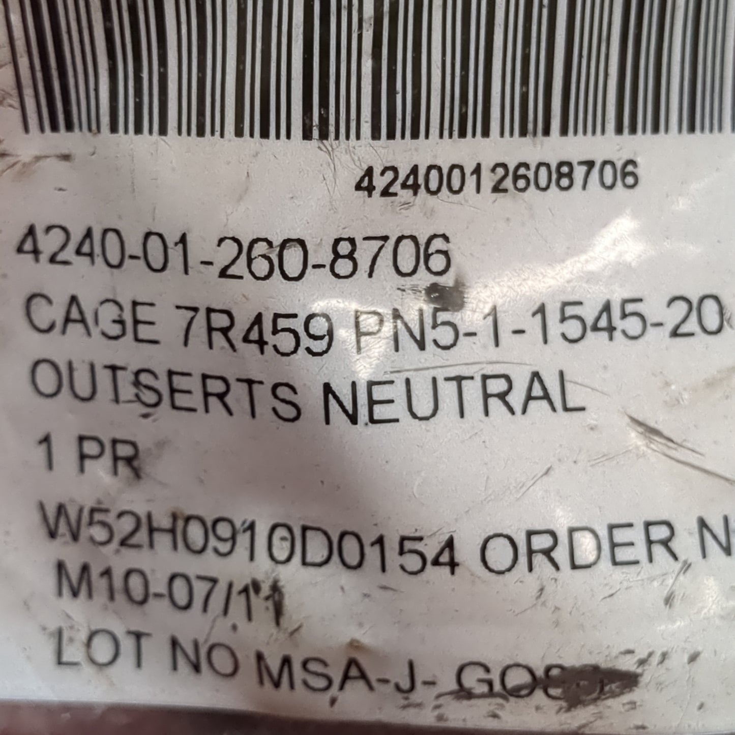 NOS US Army M-10 Outserts Neutral Lens (cbrn4 ac03-FEB164)