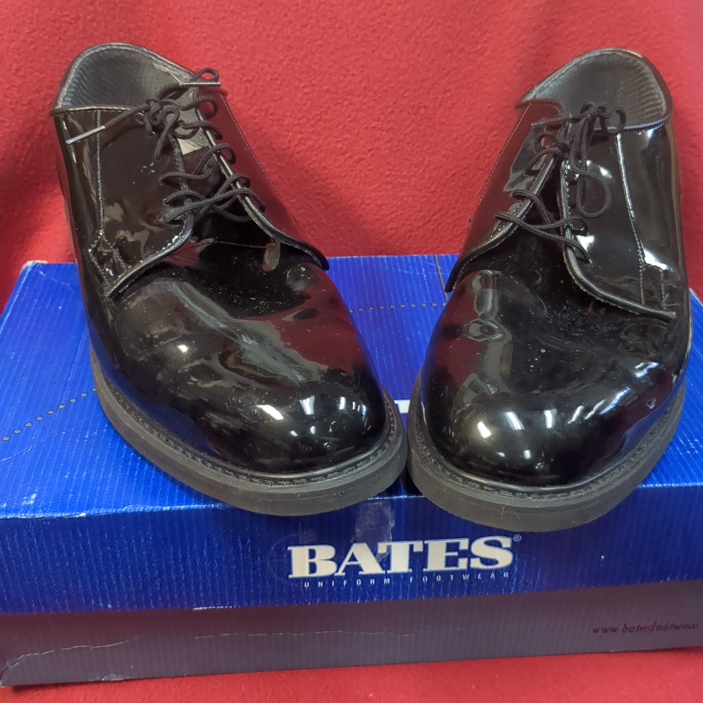 BATES Military High Gloss Black Oxford Dress Shoes Mens 11 D Used (WS-FEB187)