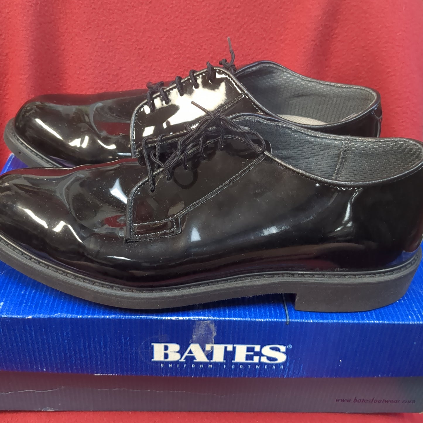 BATES Military High Gloss Black Oxford Dress Shoes Mens 11 D Used (WS-FEB187)