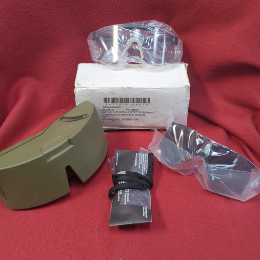 NOS US Military SPECS Ballistic Protective Eyewear Glasses Kit w/ MSA Hard Case (CL-FEB189)