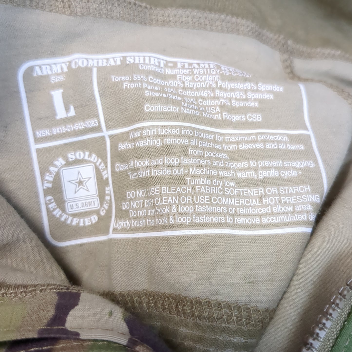 NOS Large 1/4 Quarter Zip Type 2 Combat OCP Multicam FRAC Top Shirt Excellent (fa09-MAR20)