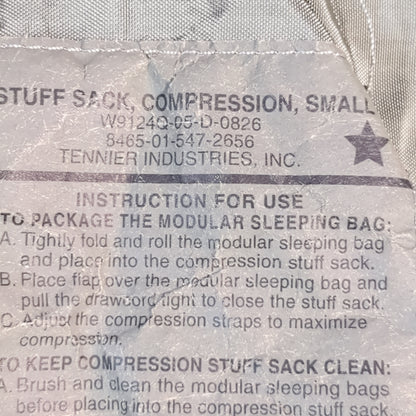 US Army Stuff Sack Compression Small USGI Issued Excellent condition (31CR-ALP27)