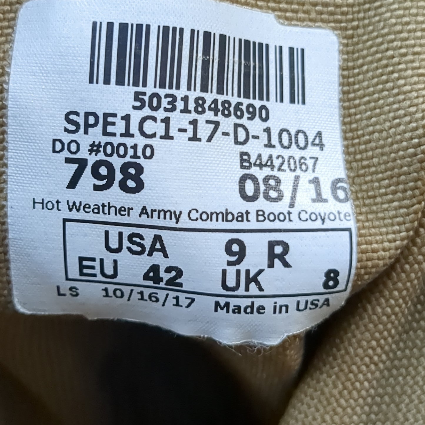 US Army 9 R Hot Weather Combat Boots Coyote 1004 Used (hc02-ALP52)