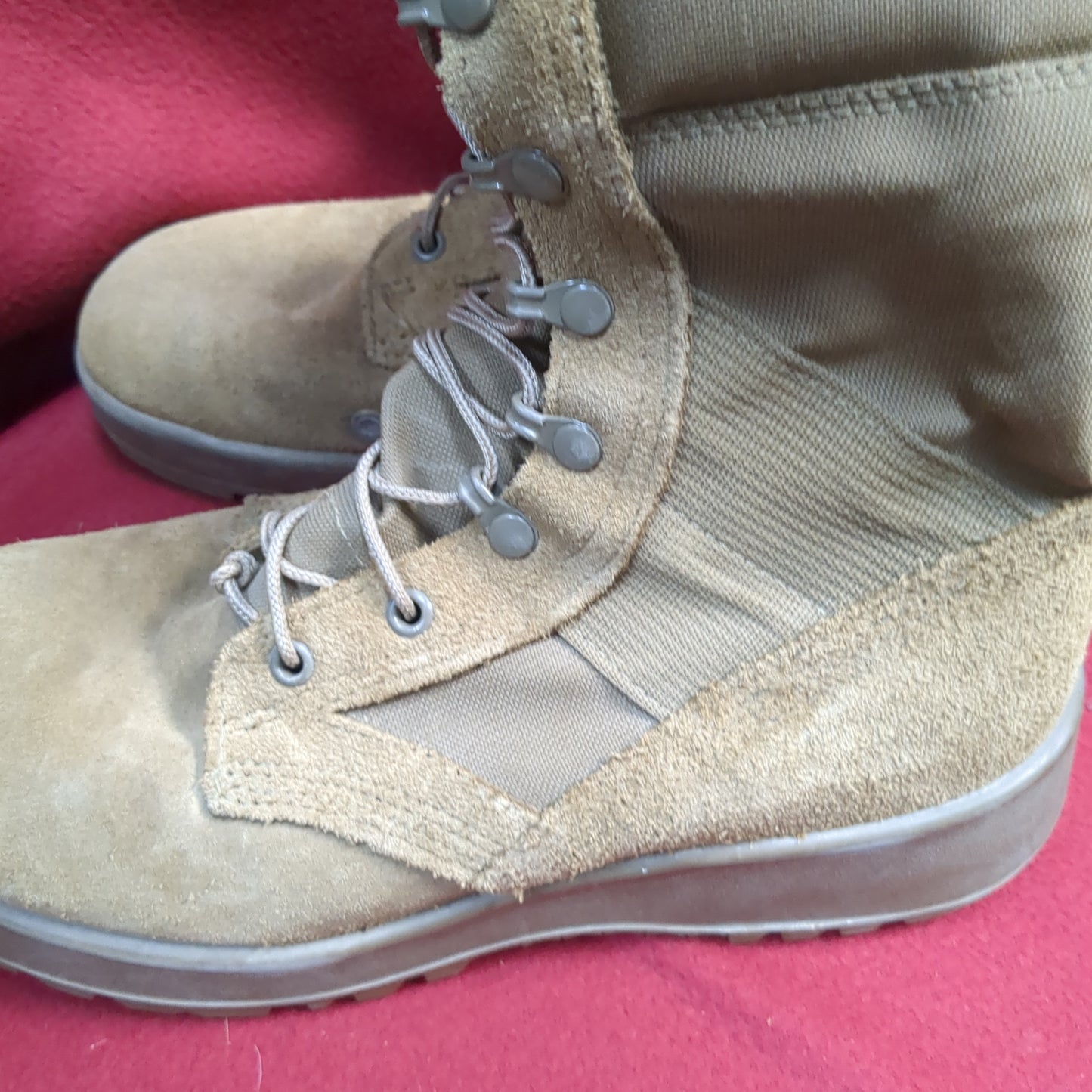 US Army 7.5 W Wide Hot Weather Combat Boots Coyote 1004 Used (hc02-ALP53)