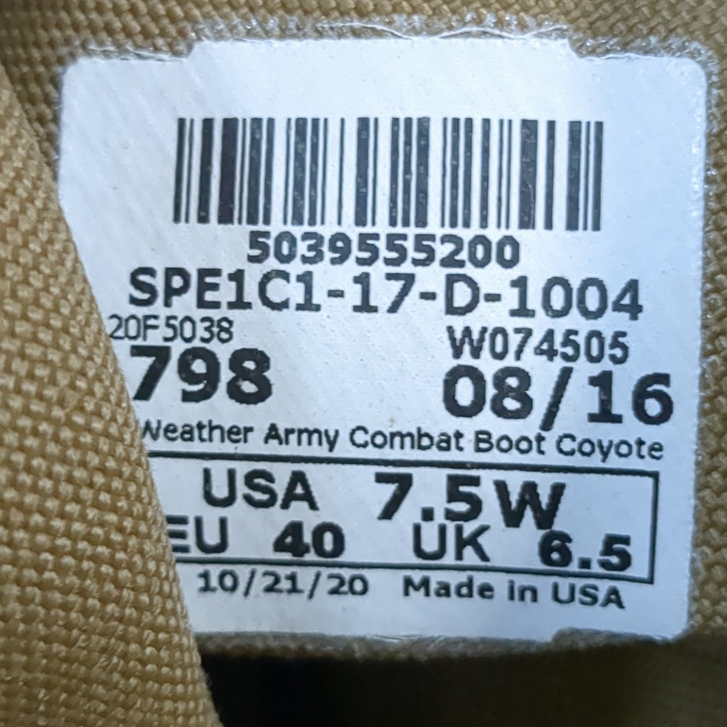 US Army 7.5 W Wide Hot Weather Combat Boots Coyote 1004 Used (hc02-ALP53)