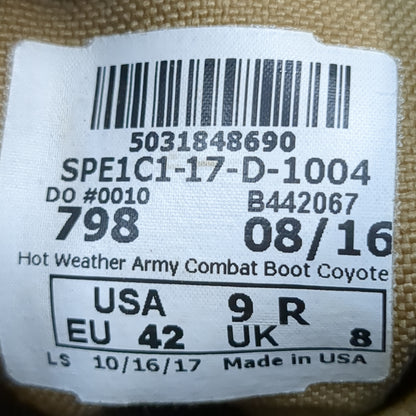 US Army 9 R Hot Weather Combat Boots Coyote 1004 Used (hc02-ALP54)