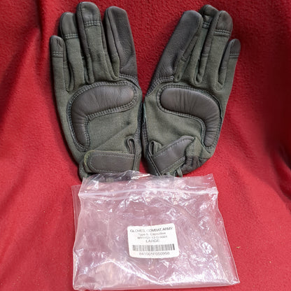 NOS Set of US Army Large HWI Goatskin Kevlar Hot Weather Combat Gloves (40cr- cb2-ALP59)