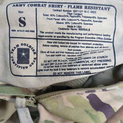 US Army Small 1/4 Quarter Zip Type 2 Combat OCP Multicam FRAC Top Shirt Good Condition (fa06-ALP65)