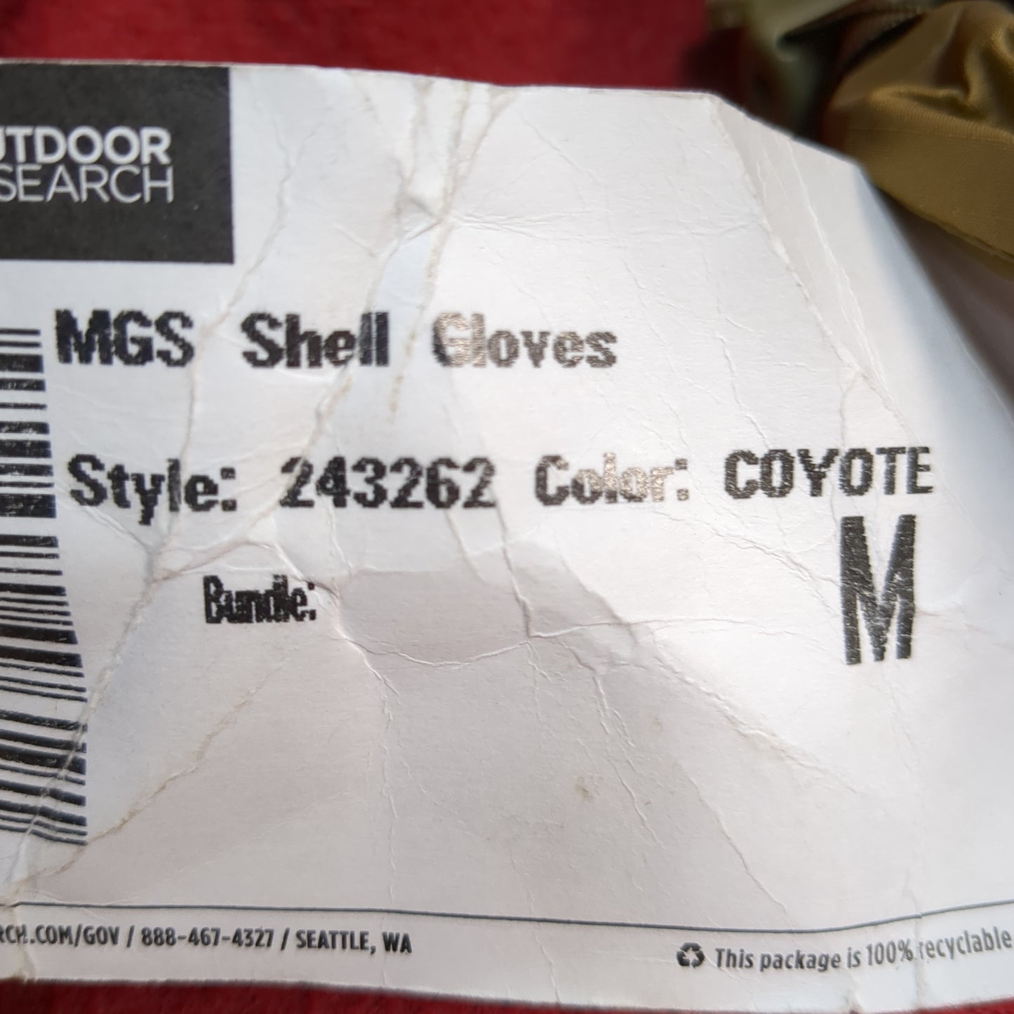 NWT Outdoor Research MGS Shell Gloves Medium Coyote (40cr- cb2-ALP71)