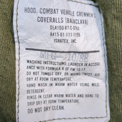 US Army Combat Vehicle Crewmen's CVC Hood Balaclava Flame Resistant OD (APL98)