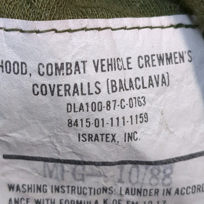 US Army Combat Vehicle Crewmen's CVC Hood Balaclava Flame Resistant OD (APL98)