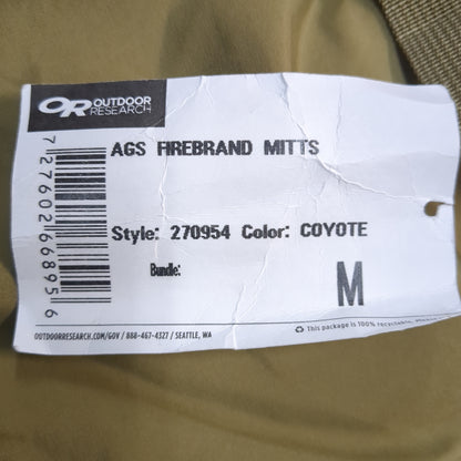 Outdoor Research AGS Firebrand TF Mitts Medium Coyote Excellent Condition (40cr- cb2-YAM03)