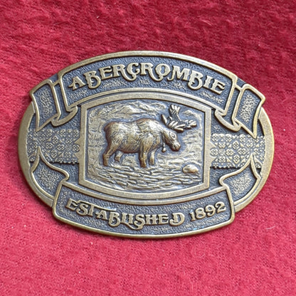 Brass Abercrombie & Fitch Moose Theodore Roosevelt Washington DC Belt Buckle (aa12-YAM107)