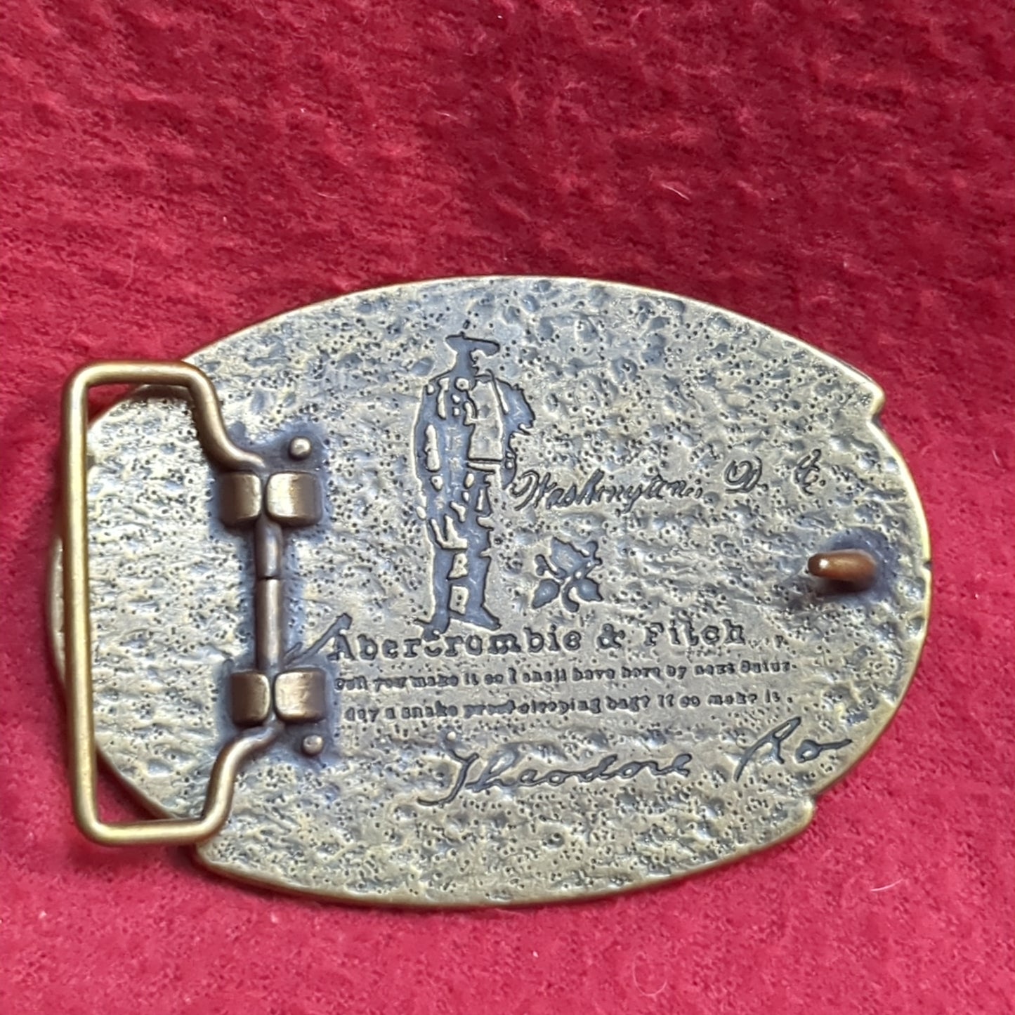 Brass Abercrombie & Fitch Moose Theodore Roosevelt Washington DC Belt Buckle (aa12-YAM107)