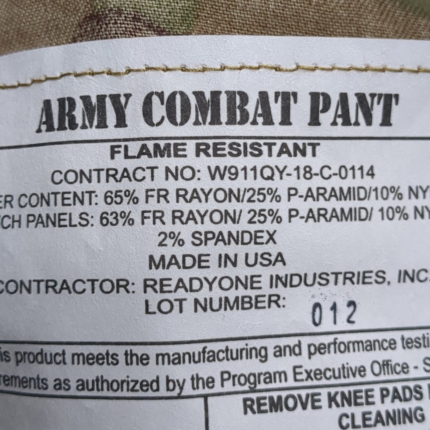 NOS us army deployment frac combat pants w/ knee Pads *fa06-yam200*