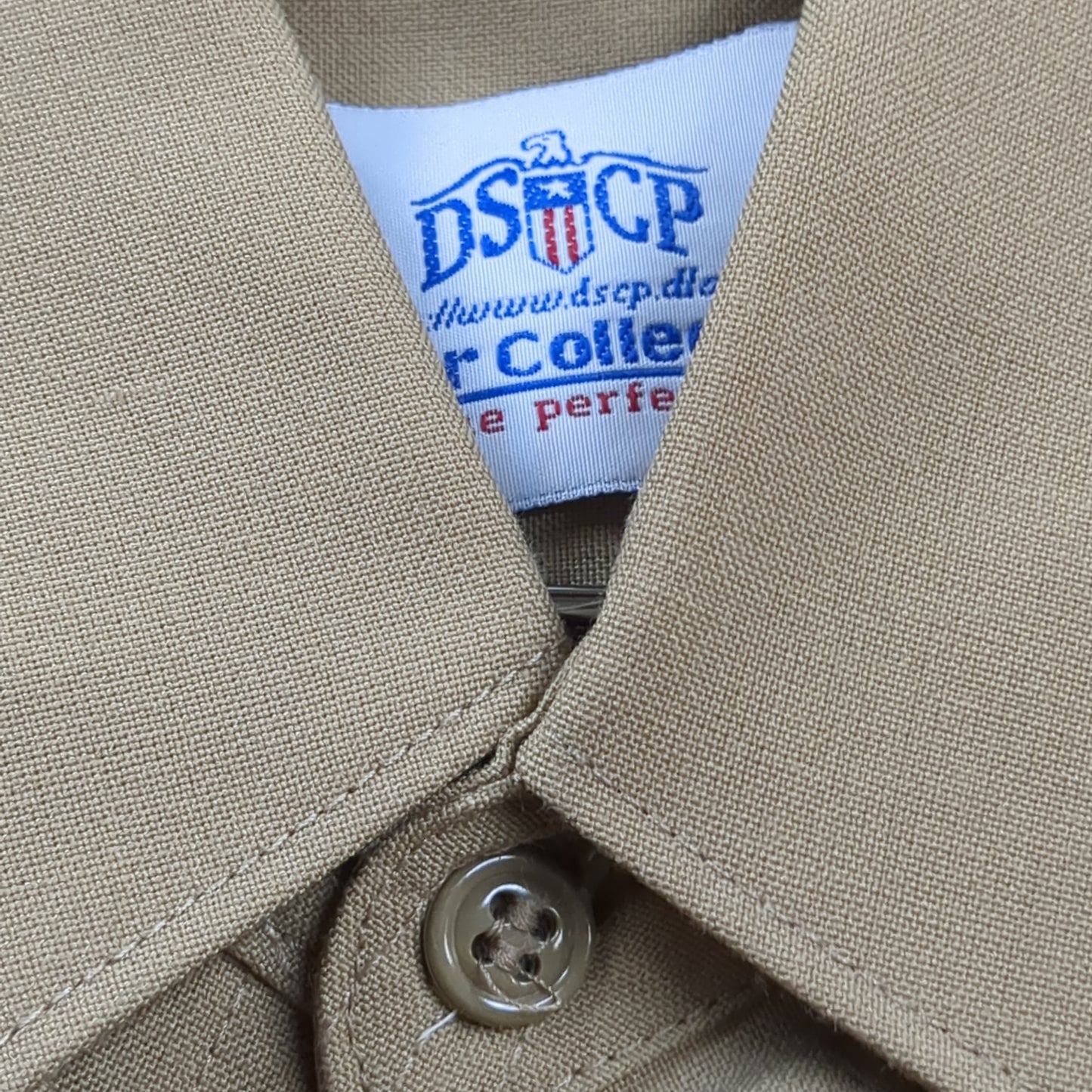 US marine corps dscp uniform khaki shirt long sleeve 14 1/2 x 34 good condition (fa12-enu07)