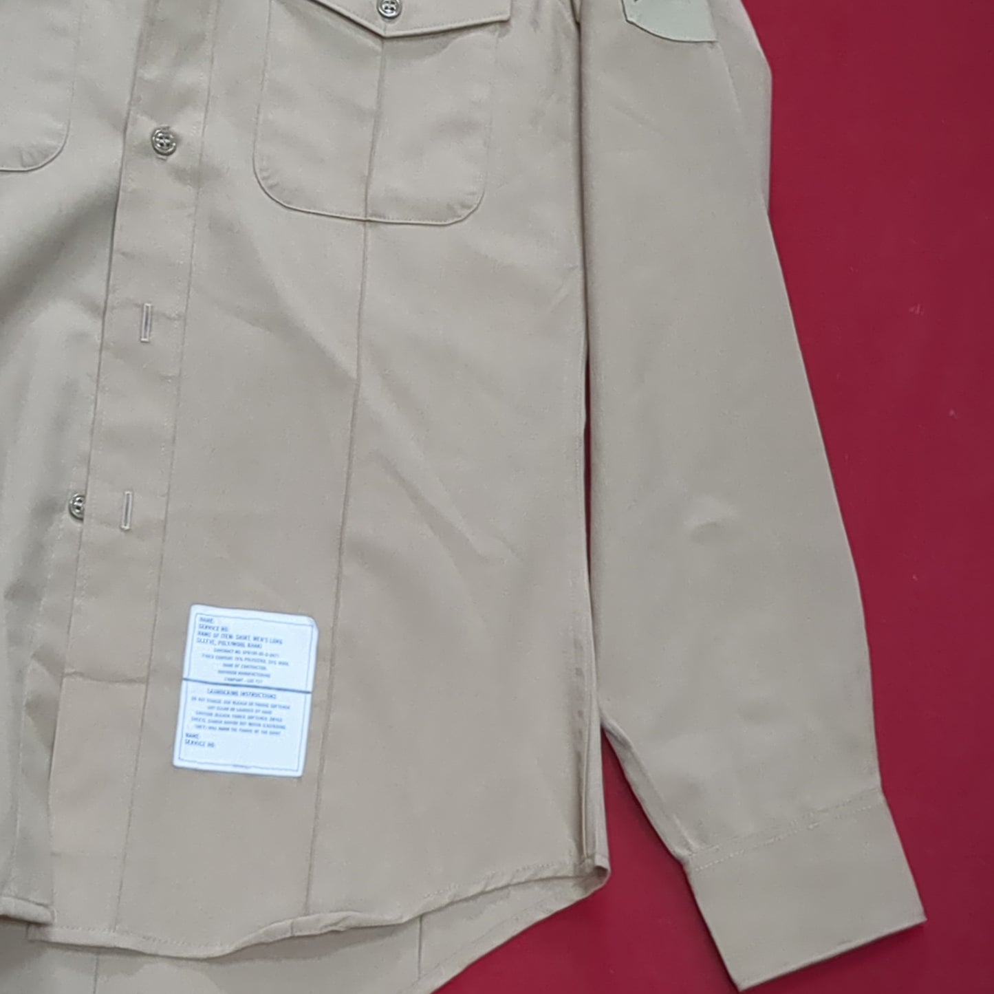 US marine corps dscp uniform khaki shirt long sleeve 14 1/2 x 34 good condition (fa12-enu07)