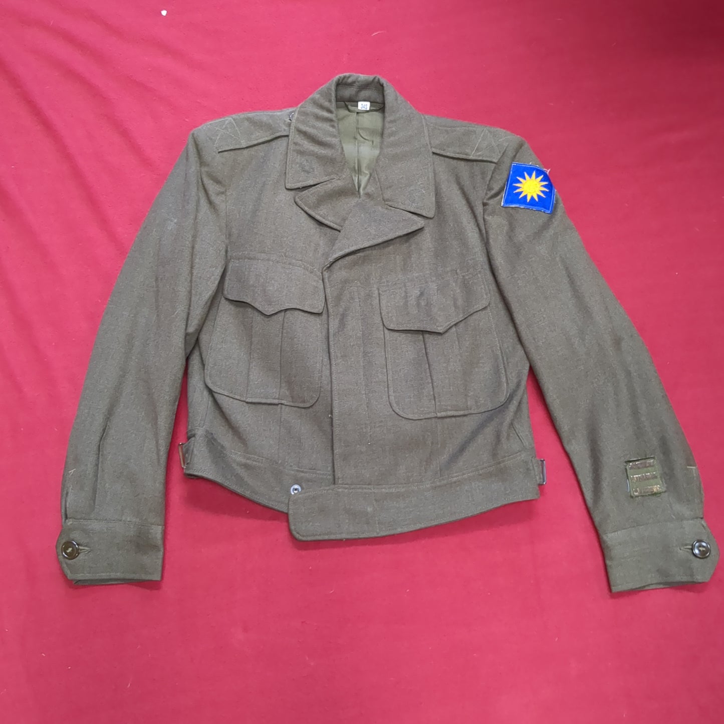 Vintage wwII 1946 34S jacket, field, wool od used (fa12-enu12)